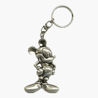 Disney Silver Keychain Classic Smiling Mickey Mouse Key Ring for Women/Men