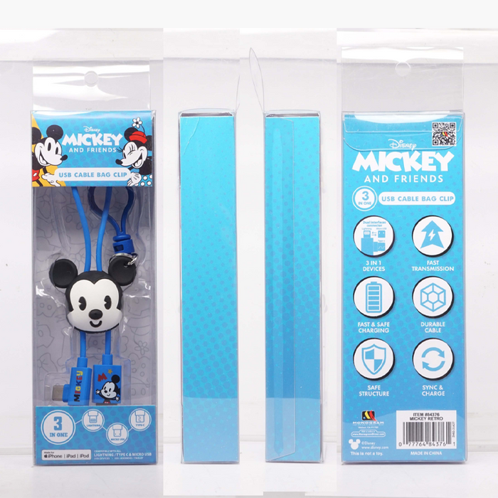 Disney Mickey Mouse 3D Foam Mickey Blue USB Cable Bag Clip