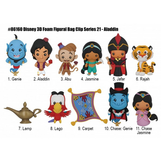 Aladdin Figural Bag Clip Blind Bag Disney 3D Collectible Keyring for Women/Men