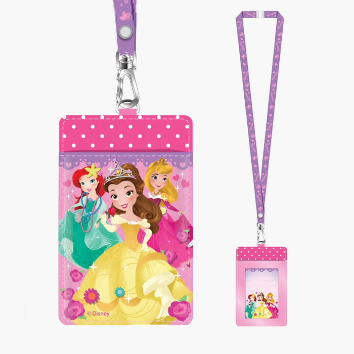 Disney Princess Ariel Belle Aurora Pink Cruise Lanyard with Detachable Card Holder
