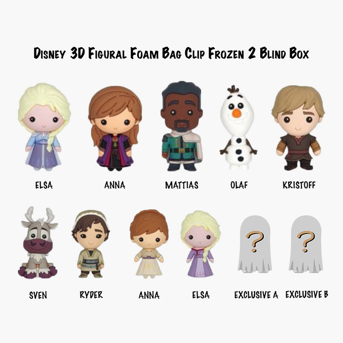 Disney Blind Bag Frozen 2 Characters Figural Bag Clip for Women/Men