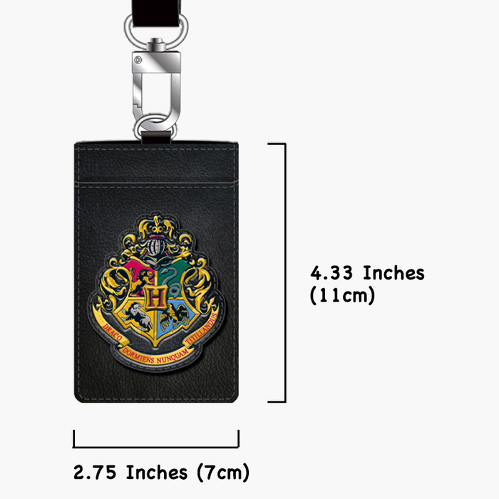 Harry Potter Hogwarts Logo Black Lanyard with Detachable Card Holder
