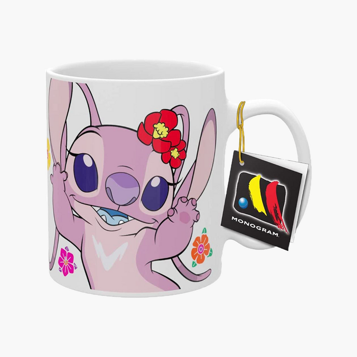 Disney Coffee Mug Cute Lilo & Stitch Floral Giggle Angel Cup 11Oz