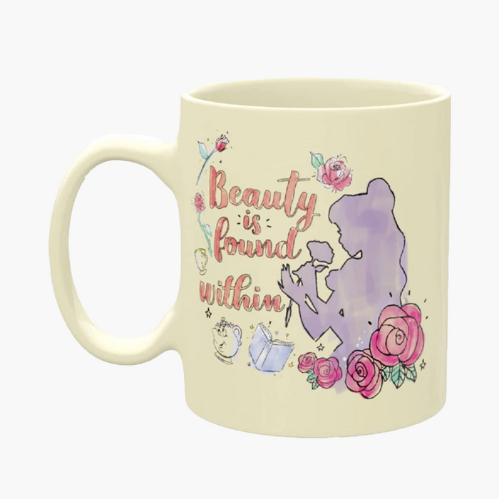 Disney Coffee Mug Dreamlike Princess Belle and Rose Porcelain Cup 11Oz