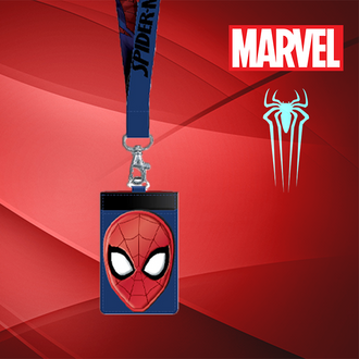 Marvel Lanyard with Detachable Card Holder Spiderman Face Dark Blue Themed