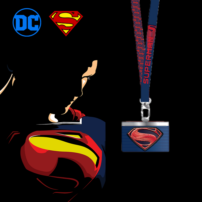 Superman Logo Lanyard with Detachable Card Holder Dark Blue DC Themed